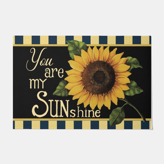 You Are My Sunshine Sunflower Mat, Sunflower Retro Doormat (Front)