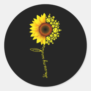 You Are My Sunshine Sunflower Softball Classic Round Sticker