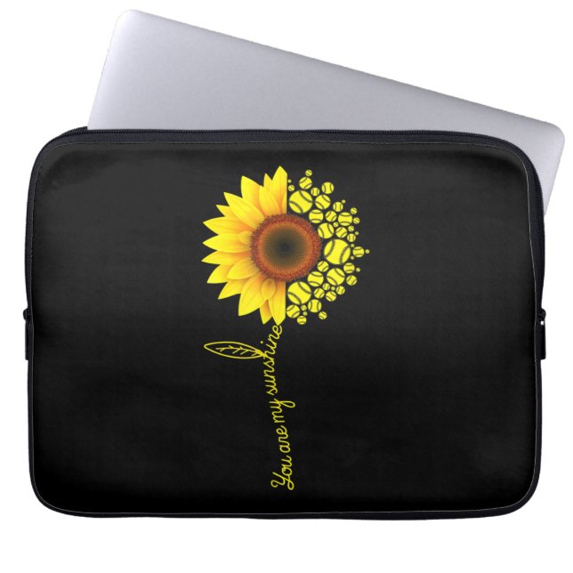 You Are My Sunshine Sunflower Softball Laptop Sleeve (Front)