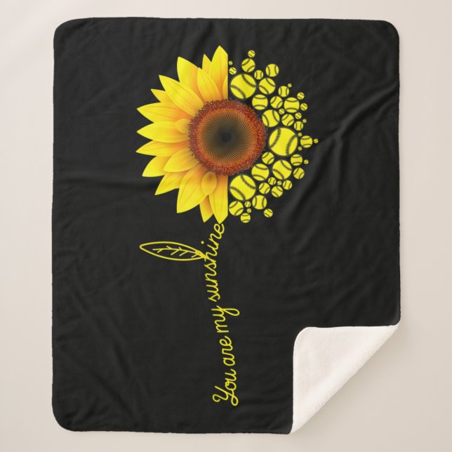 You Are My Sunshine Sunflower Softball Sherpa Blanket (Front)