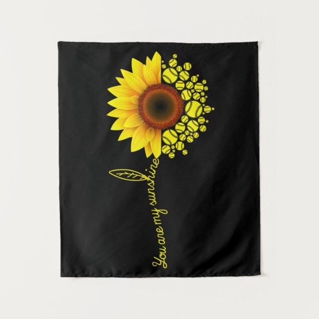 You Are My Sunshine Sunflower Softball Tapestry (Front)