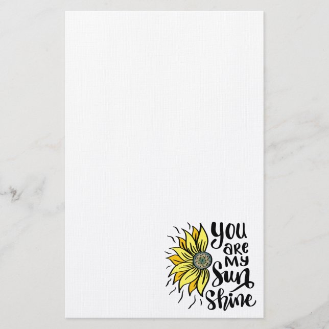 You are my sunshine sunflower stationery (Front)
