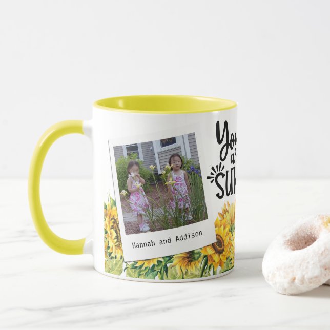 You Are My Sunshine - Sunflowers - 2 Photo Mug (With Donut)