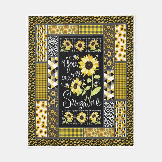 You Are My Sunshine Sunflowers Pattern Blanket (Front)