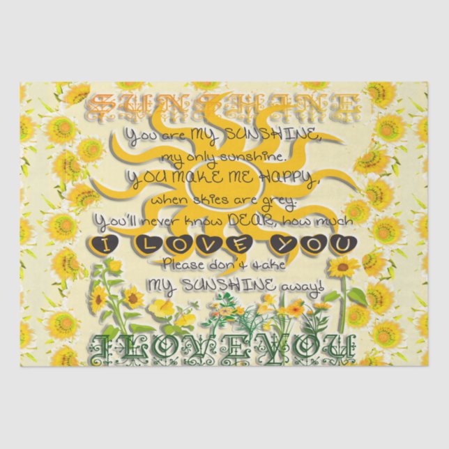 You Are My Sunshine  Tissue Paper (Front)