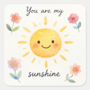 You Are My Sunshine Watercolor Floral Sticker