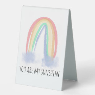 You are my sunshine watercolor painted rainbow