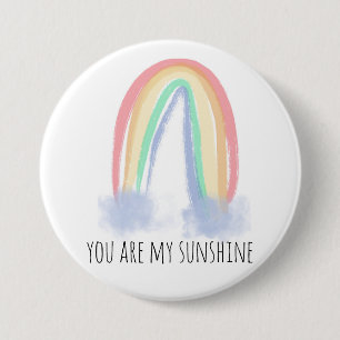 You are my sunshine watercolor painted rainbow 7.5 cm round badge