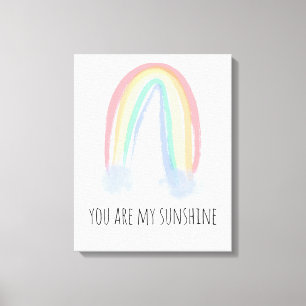 You are my sunshine watercolor painted rainbow  canvas print