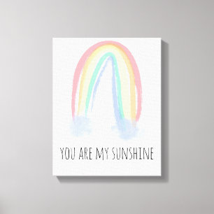 You are my sunshine watercolor painted rainbow  canvas print