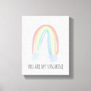 You are my sunshine watercolor painted rainbow canvas print