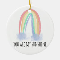 You are my sunshine watercolor painted rainbow