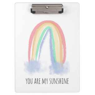 You are my sunshine watercolor painted rainbow clipboard