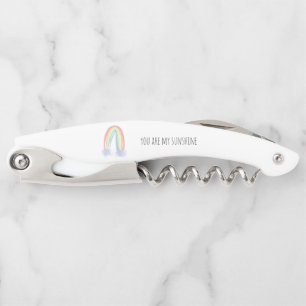 You are my sunshine watercolor painted rainbow  corkscrew