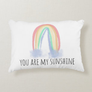 You are my sunshine watercolor painted rainbow decorative cushion