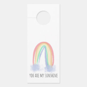 You are my sunshine watercolor painted rainbow door hanger