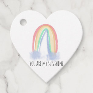 You are my sunshine watercolor painted rainbow favour tags