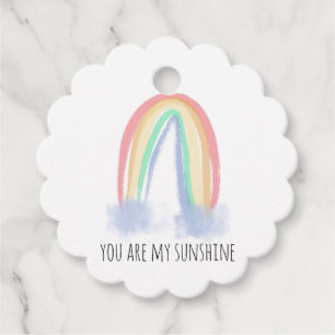 You are my sunshine watercolor painted rainbow favour tags