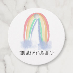 You are my sunshine watercolor painted rainbow  favour tags