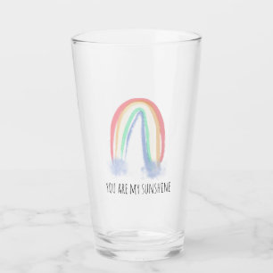 You are my sunshine watercolor painted rainbow glass