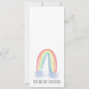 You are my sunshine watercolor painted rainbow  invitation