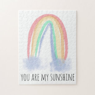 You are my sunshine watercolor painted rainbow jigsaw puzzle