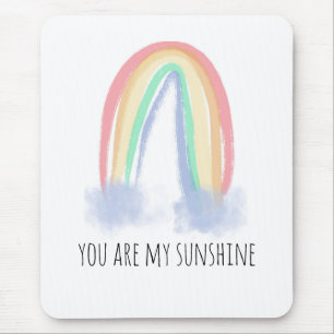 You are my sunshine watercolor painted rainbow mouse mat