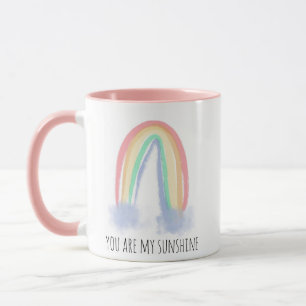 You are my sunshine watercolor painted rainbow   mug