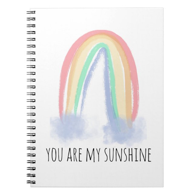 You are my sunshine watercolor painted rainbow   notebook (Front)
