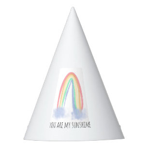 You are my sunshine watercolor painted rainbow  party hat