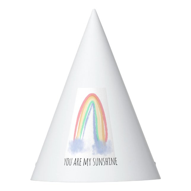 You are my sunshine watercolor painted rainbow  party hat (Front)