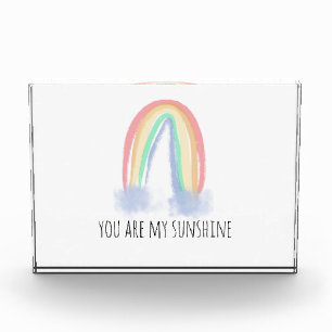 You are my sunshine watercolor painted rainbow  photo block