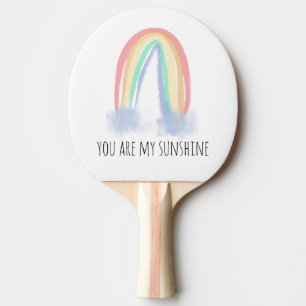 You are my sunshine watercolor painted rainbow ping pong paddle