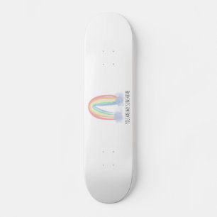 You are my sunshine watercolor painted rainbow  skateboard