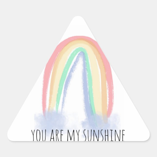 You are my sunshine watercolor painted rainbow   triangle sticker (Front)
