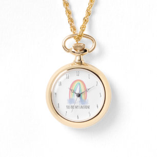 You are my sunshine watercolor painted rainbow watch