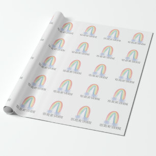 You are my sunshine watercolor painted rainbow wrapping paper