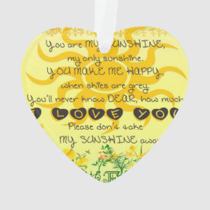 You are My Sunshine with Flowers in Yellow Ornament