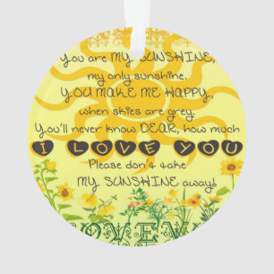 You are My Sunshine with Flowers in Yellow Ornament