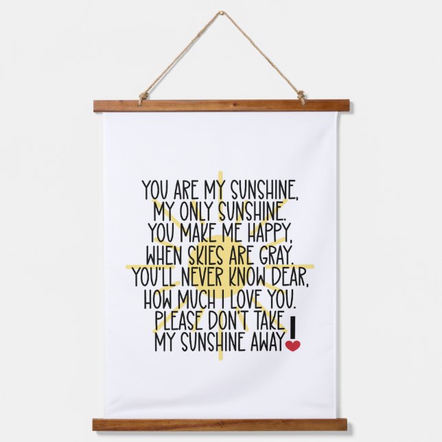 You Are My Sunshine Wood Topped Wall Tapestry (Front)
