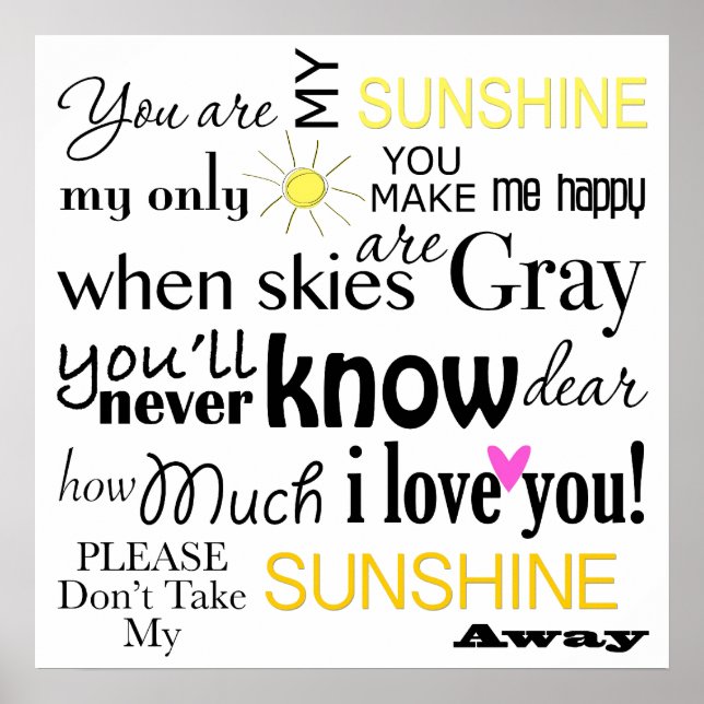 You are my Sunshine Word Art Poster (Front)