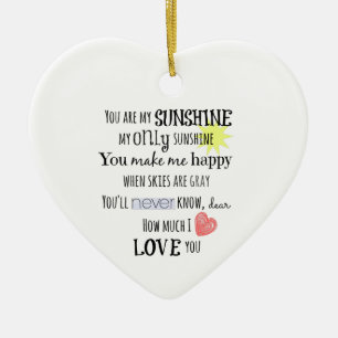 You are my Sunshine Word Art Typography Ceramic Tree Decoration