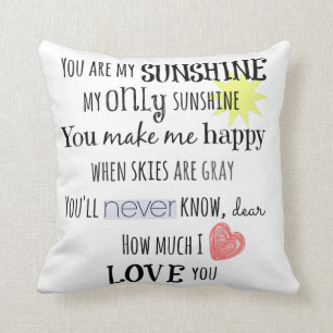 You are my Sunshine Word Art Typography Cushion