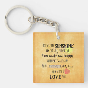 You are my Sunshine Word Art Typography Key Ring