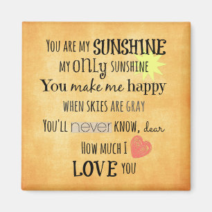 You are my Sunshine Word Art Typography Magnet