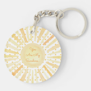 YOU ARE MY SUNSHINE Yellow Orange Polka Dots Sun Key Ring