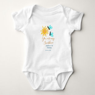 You are my sunshine yellow orange sun blue butterf baby bodysuit