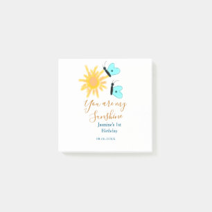 You are my sunshine yellow orange sun blue butterf post-it notes