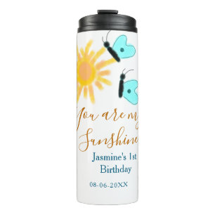 You are my sunshine yellow orange sun blue butterf thermal tumbler