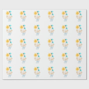 You are my sunshine yellow orange sun blue butterf wrapping paper